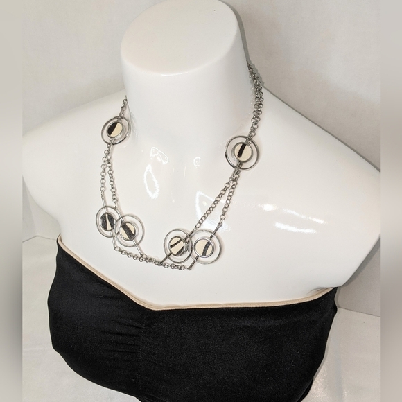 Chico's Women's Extra Long Necklace Round Station Links 40"-44" Silver Tone - Picture 5 of 9